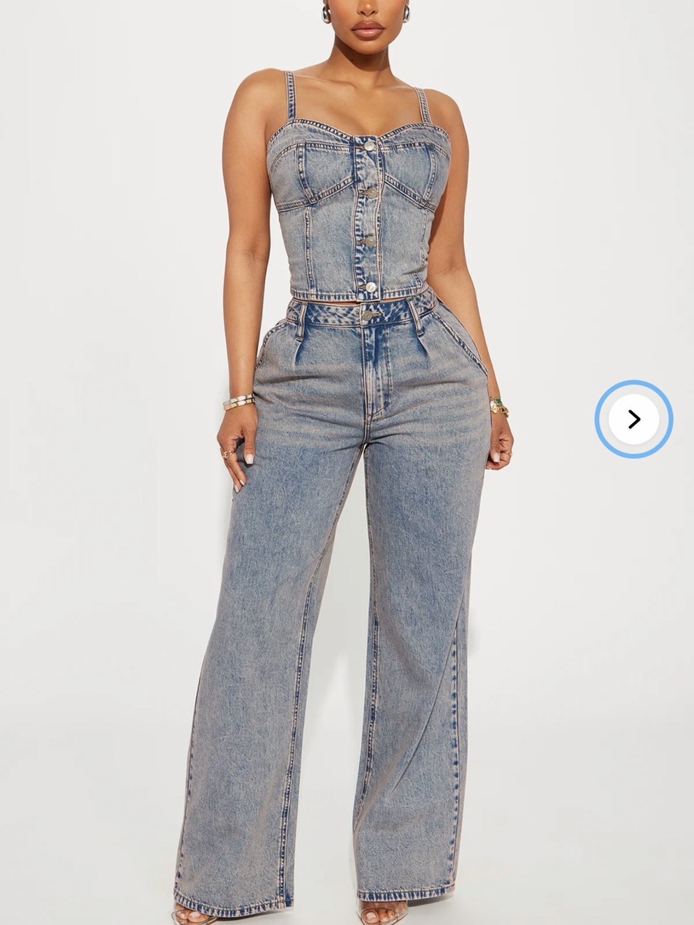 Fashion Nova Light Blue High-Waist Wide-Leg Denim Jeans